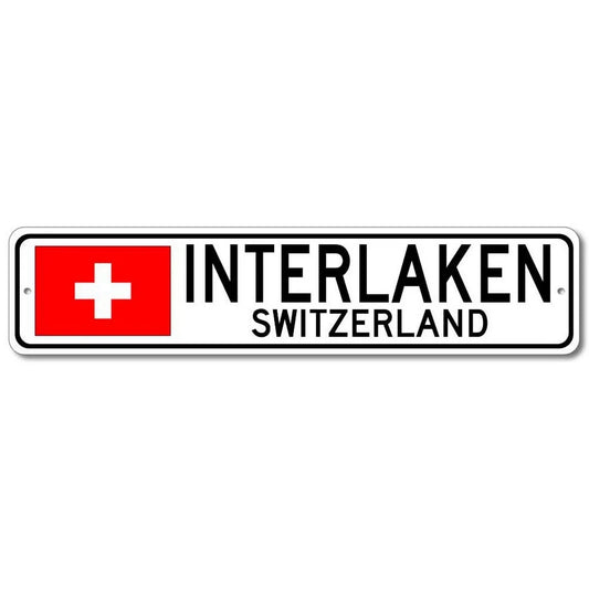 Plaque métal déco vintage 🌍 INTERLAKEN  Suisse N° 100 ✔