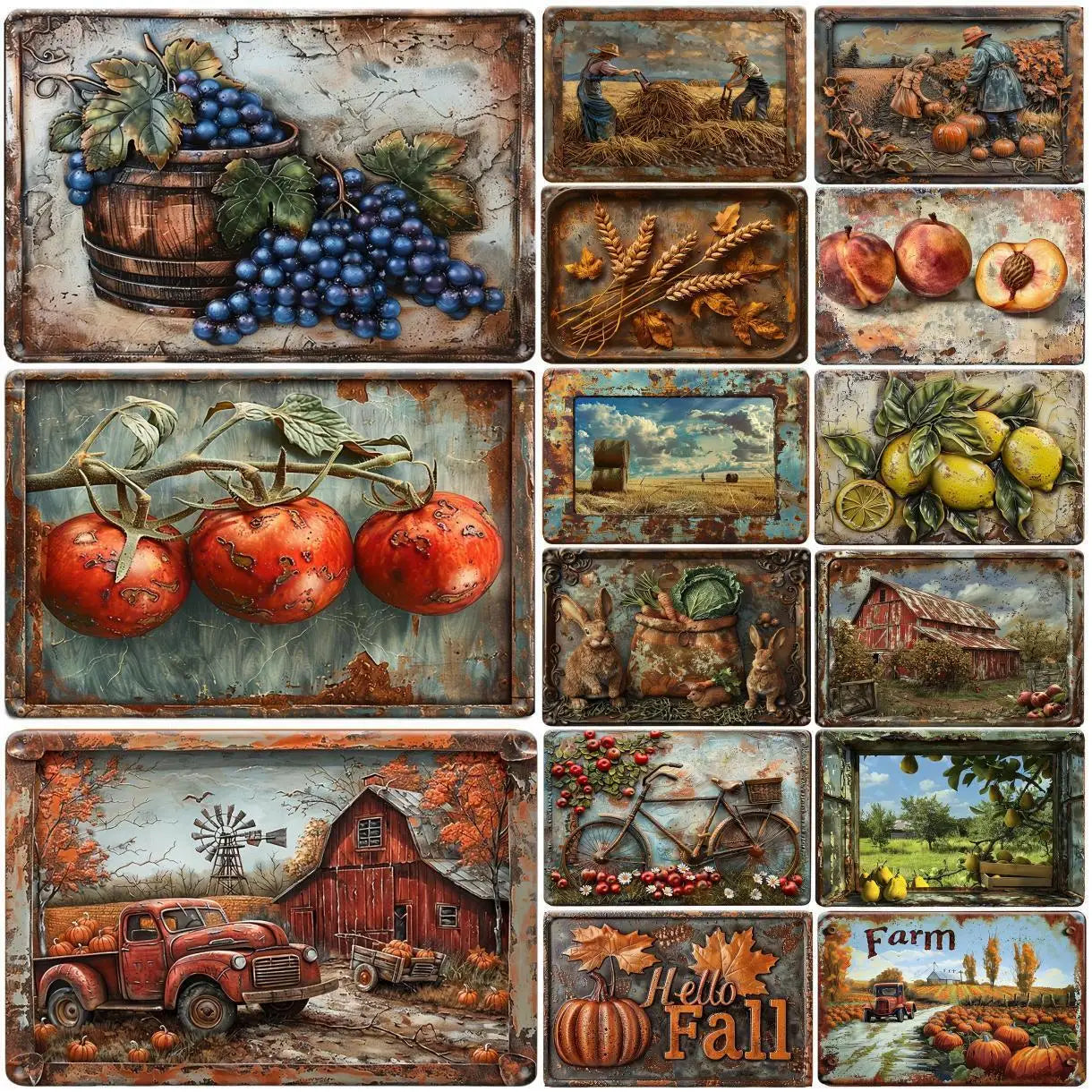 Plaque métal déco vintage 🍎 FRUITS &LEGUMES N° 12 ✔