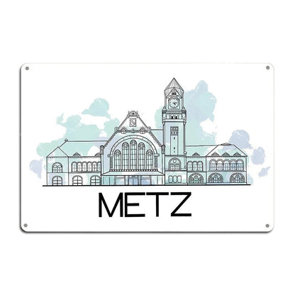 Plaque métal déco vintage 🌍 METZ Moselle, France  N° 134 ✔