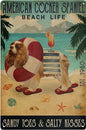 COCKER PLAQUE AMERICAN COCKER SPANIEL BEACH LIFE SANDY TOES & SALTY KISSES