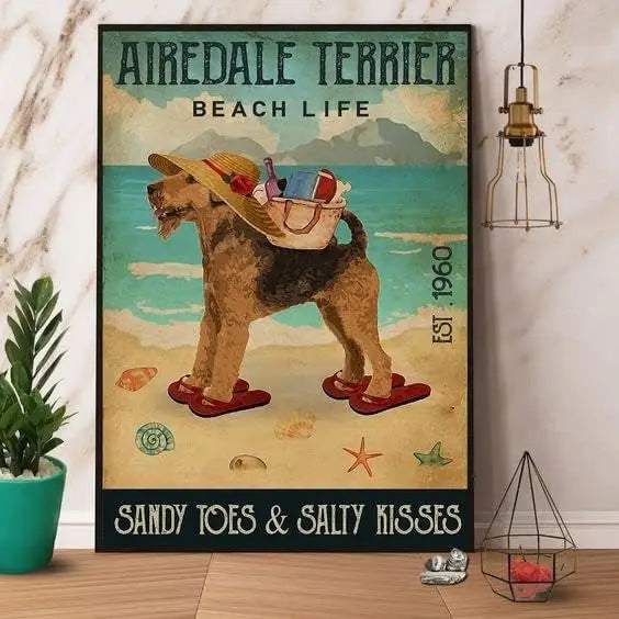  airdale terrier à la plage