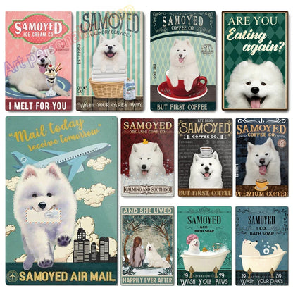 Plaque métal déco vintage 🐕 SAMOYED N° 3