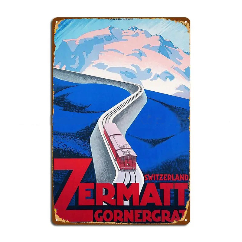 Plaque métal déco vintage 🌍 SUISSE Zermatt N° 14 ✔