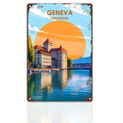 Plaque métal déco vintage 🌍 GENEVE  Suisse N° 103 ✔