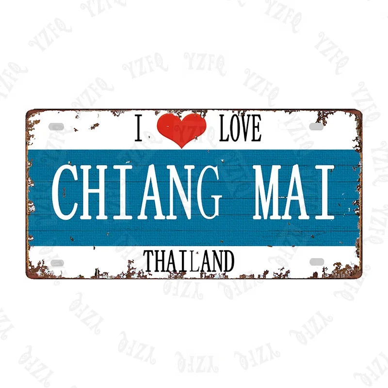 Plaque métal déco vintage 🌎CHIANG MAI Thaïlande N° 68 ✔