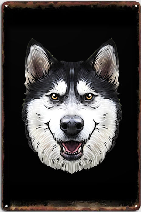 Plaque métal décorative vintage 🐕 HUSKY N° 112 ✔