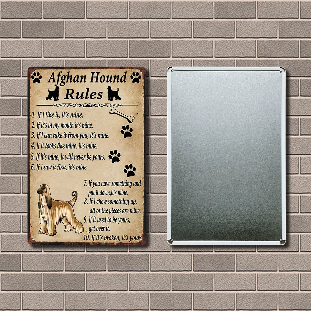 Plaque métal déco vintage 🐕‍🦺 LEVRIER Afghan N° 55 ✔