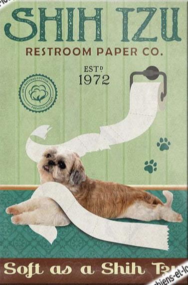 SHIH TZU Plaque métal décorative vintage