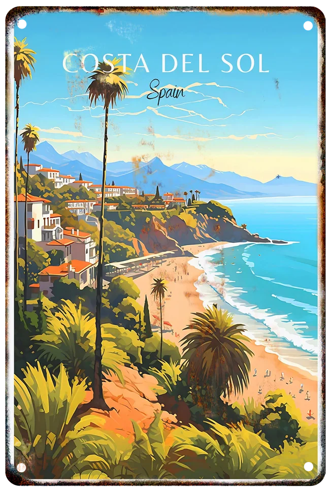 Plaque métal déco vintage 🌎 COSTA DEL SOL  Espagne N° 47 ✔