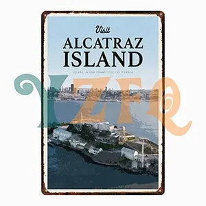 Plaque métal déco vintage 🌎 ALCATRAZ Island Californie Etats Unis N° 100 ✔