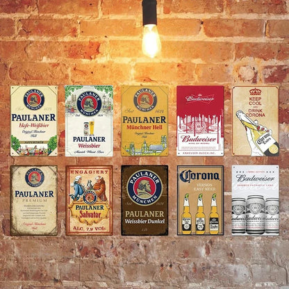 mur plaques métal deco vintage CORONA BUDWEISER PAULANER