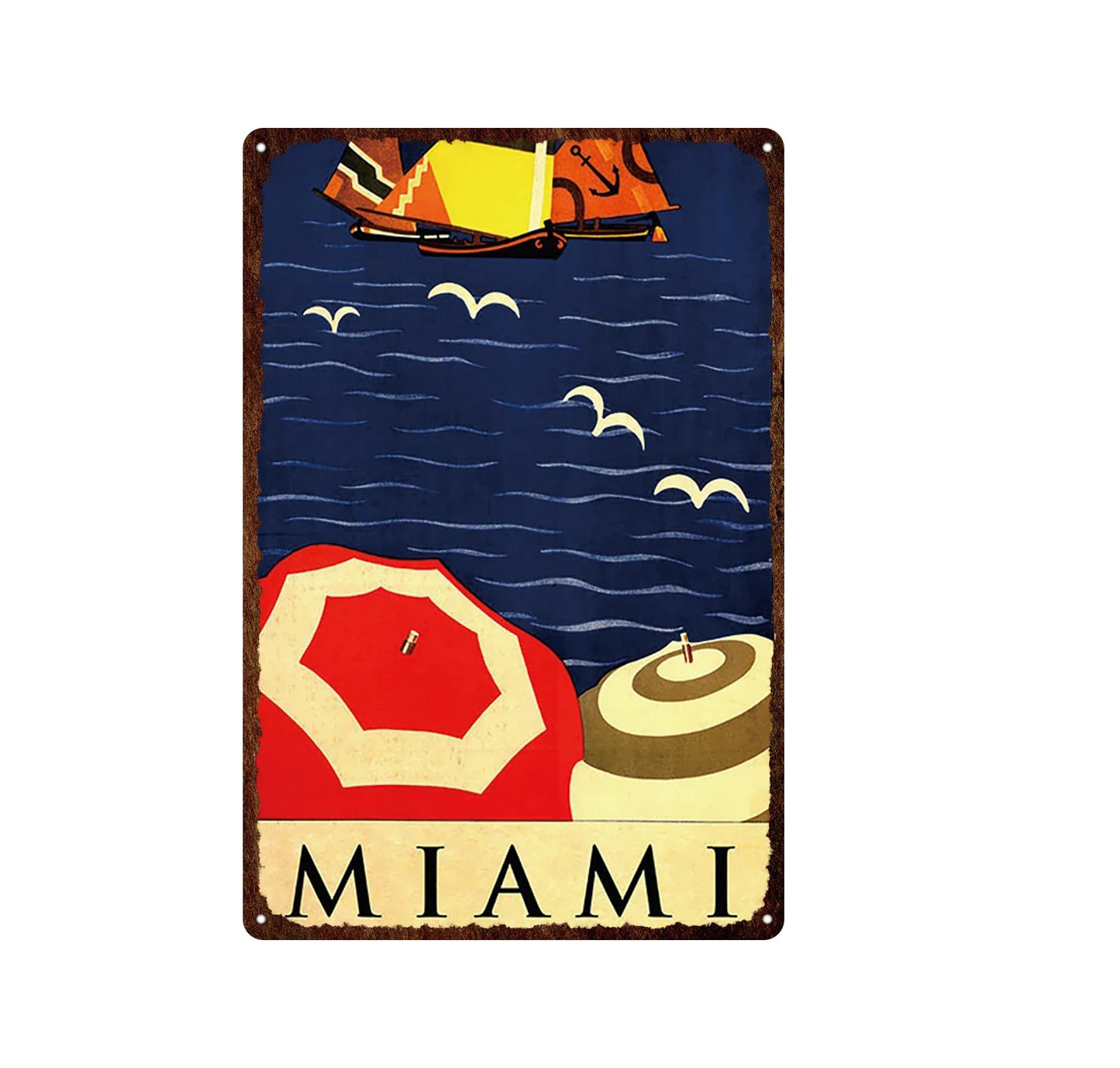 Plaque métal déco vintage 🌎 MIAMI Floride  Etats Unis N° 130 ✔