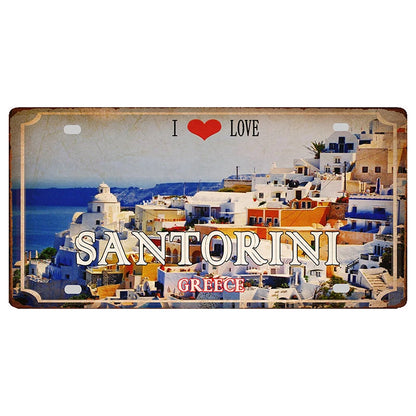 30X15CM Kreta Zakynthos Santorini Griechische Insel Strand Metall Zinn Zeichen Reise Souvenir Wand Shop Home Art Decor DC-1358B