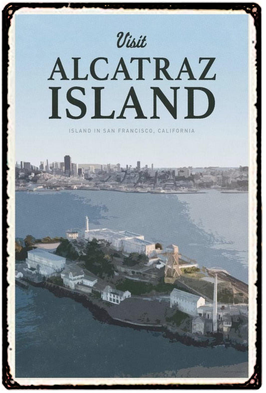 Plaque métal déco vintage 🌎 ALCATRAZ Island Californie Etats Unis N° 100 ✔