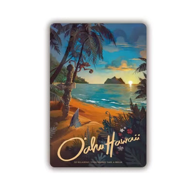 Plaque métal déco vintage 🌎  O'AHU Hawaï Etats Unis N° 112 ✔