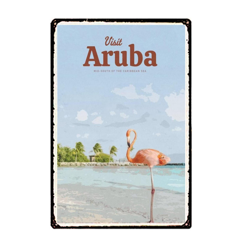 Plaque métal déco vintage 🌍 ARUBA Caraïbes Pays-Bas N° 28 ✔