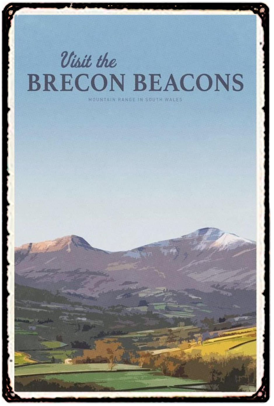 Plaque métal déco vintage 🌎 BRECON BEACONS Pays de Galles Angleterre N° 51 ✔