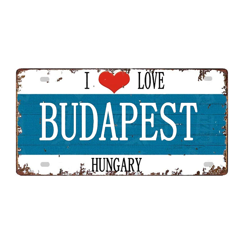 Plaque métal déco vintage 🌍 BUDAPEST Hongrie N° 8 ✔