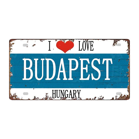 Plaque métal déco vintage 🌍 BUDAPEST Hongrie N° 8 ✔