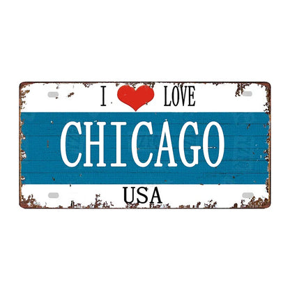 Plaque metal deco vintage 🌎 CHICAGO Illinois  Etats Unis N° 211 ✔