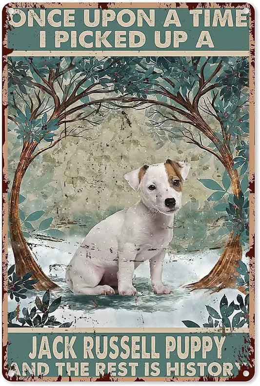 plaque vintage chiot jack russell