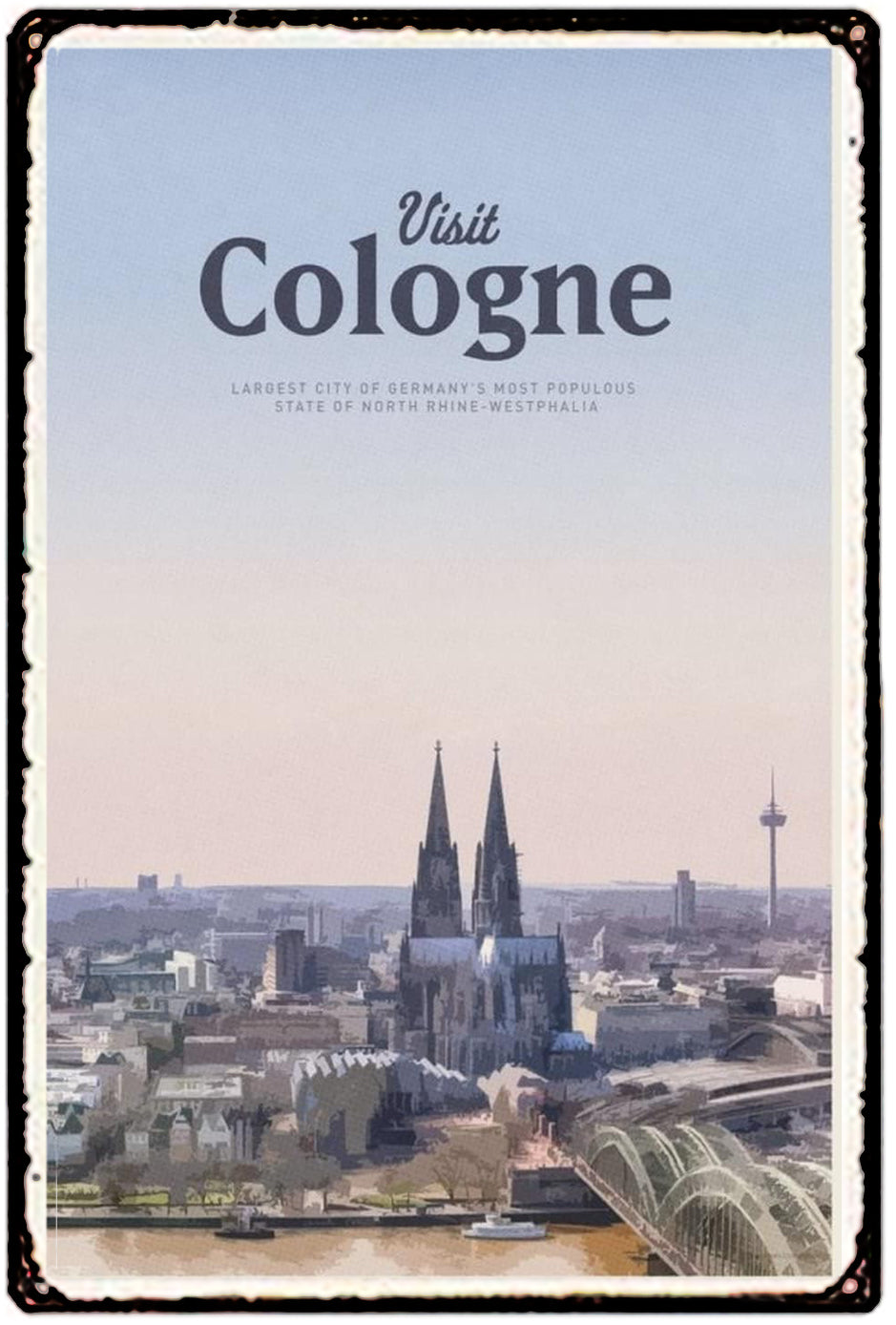 Plaque métal déco vintage 🌎 COLOGNE Allemagne N° 35 ✔