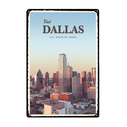 Plaque métal déco vintage 🌎 DALLAS Texas Etats Unis N° 98 ✔