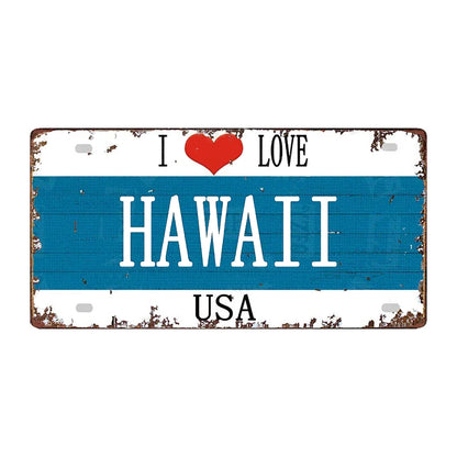 Plaque metal deco vintage 🌎 HAWAÏ Etats Unis N° 203 ✔