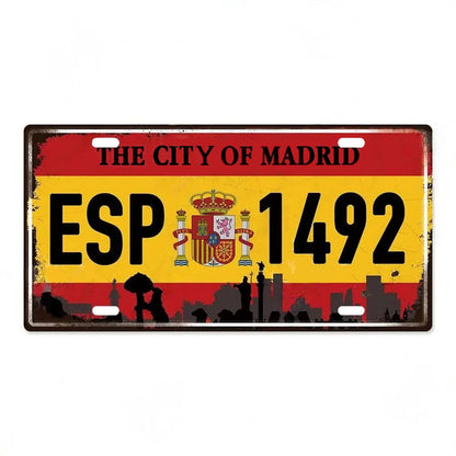 Plaque métal déco vintage 🌍 MADRID Espagne N° 16 ✔