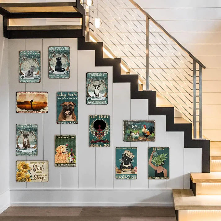 escalier plaques vintages