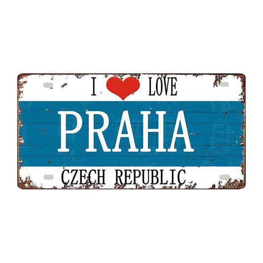 Plaque métal déco vintage 🌍 PRAHA Tchéquie  N° 20 ✔