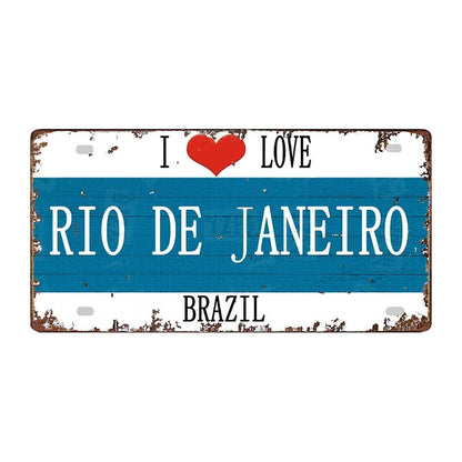 Plaque métal déco vintage 🌍 RIO DE JANEIRO Brésil N° 30 ✔