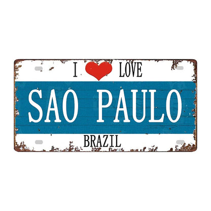 Plaque métal déco vintage 🌍 SAO PAULO Brésil N° 29 ✔