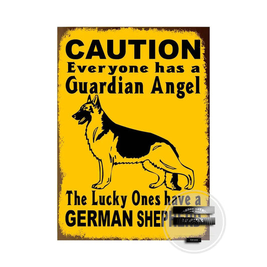 BERGER ALLEMAND PLAQUE CAUTION EVERY ONE HAS A  GUARDIAN ANGEL