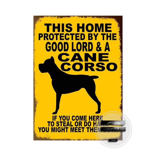  CANE CORSO Plaque métal déco this home protected by....