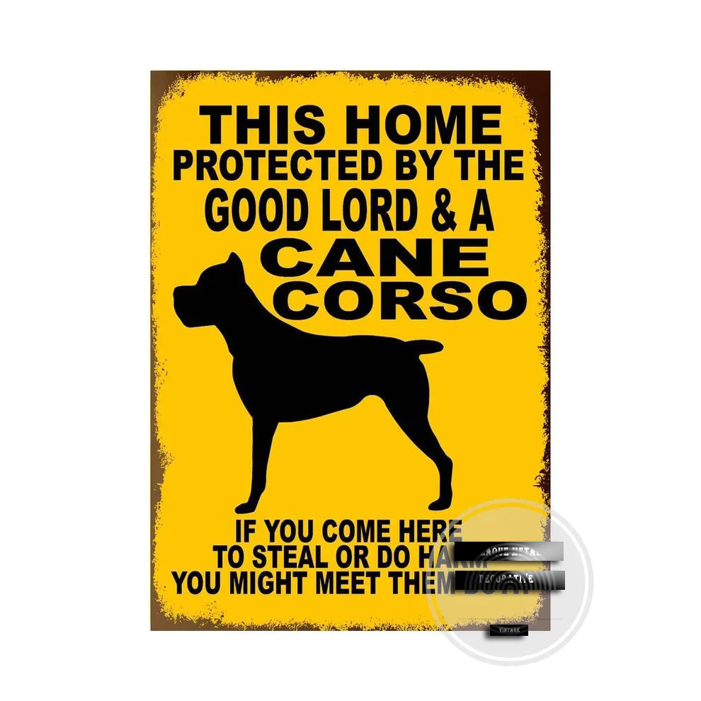  CANE CORSO Plaque métal déco this home protected by....