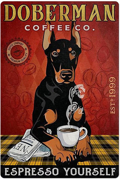 DOBERMAN PLAQUE DOBERMAN COFFEE CO. ESPRESSO YOURSELF