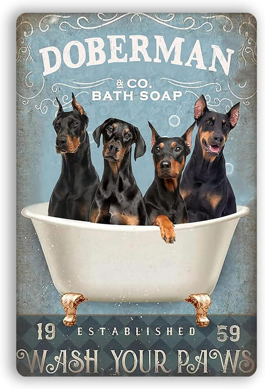 DOBERMAN PLAQUE DOBERMAN & CO. BATH SOAP WASH YOUR PAWS