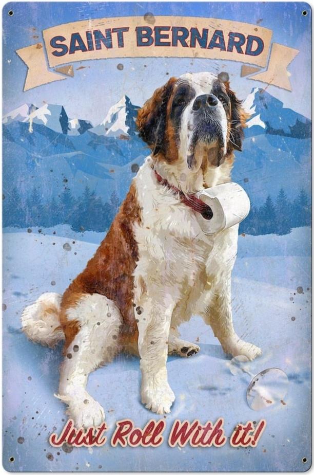 SAINT BERNARD Plaque métal décorative vintage