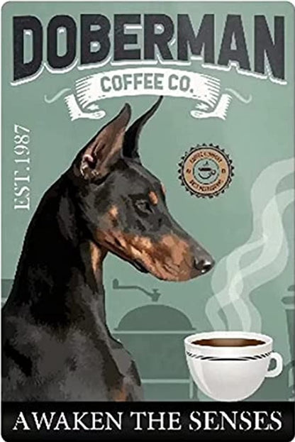 DOBERMAN PLAQUE DOBERMAN COFFEE CO. A WAKEN THE SENSES