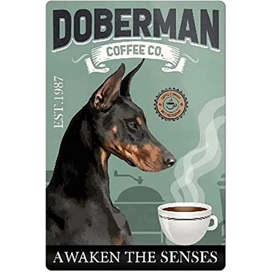 DOBERMAN PLAQUE DOBERMAN COFFEE CO. A WAKEN THE SENSES
